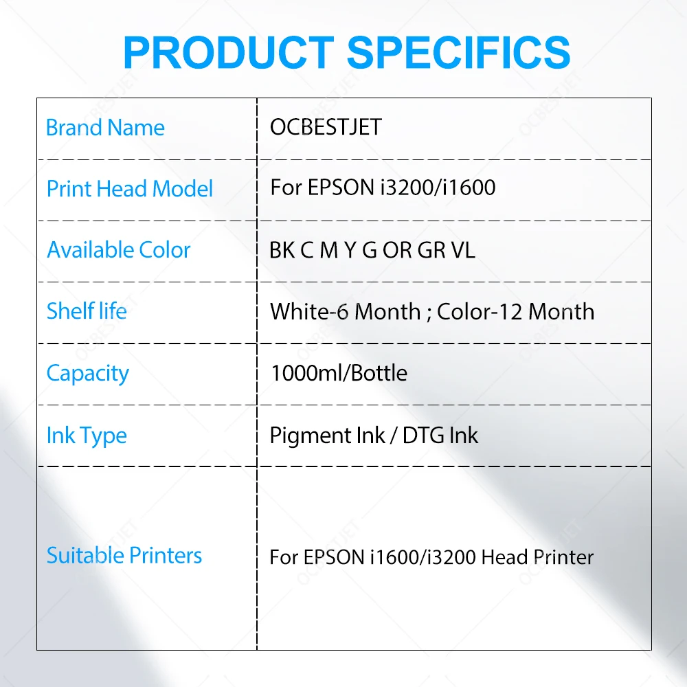 1000ML/병 DTG 잉크 섬유 잉크 Epson I3 - Direct To Garment Ink 리뷰 및 가격